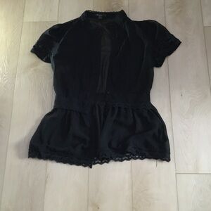 Chic Black Lace Accent Blouse
